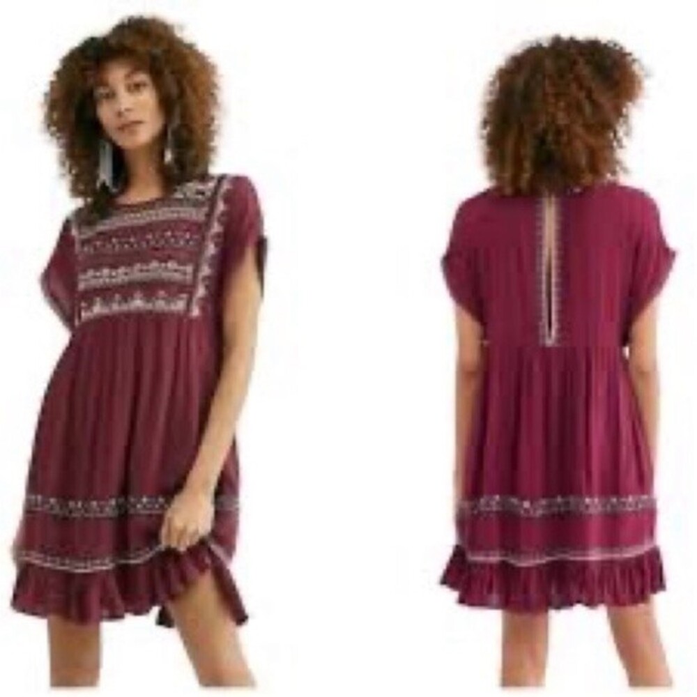 FREE PEOPLE Sunrise Wanderer maroon Mini Dress